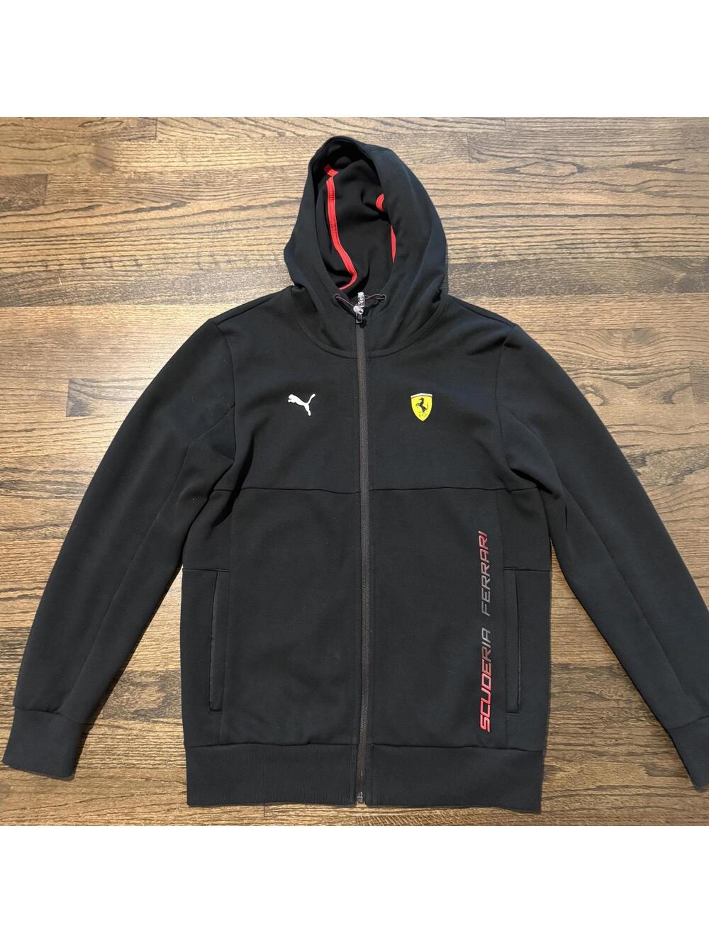 New Puma Ferrari Men's Black F1 Scuderia Formula Racing Hoodie Jacket Small